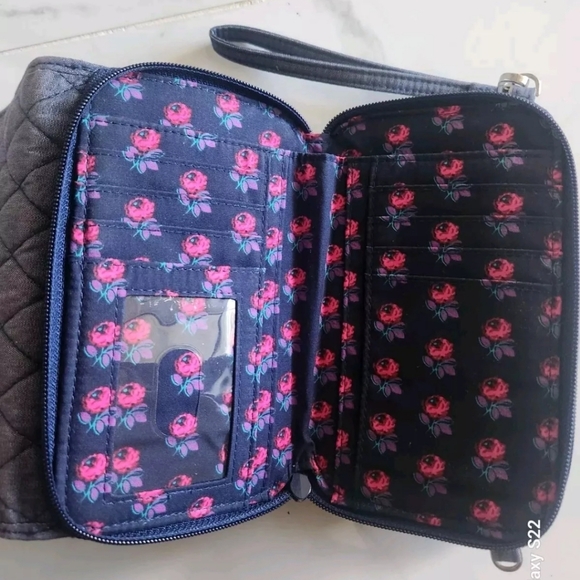 Vera Bradley Blue Denim Quilt Wristlet Crossbody Clutch Bag - Picture 7 of 12